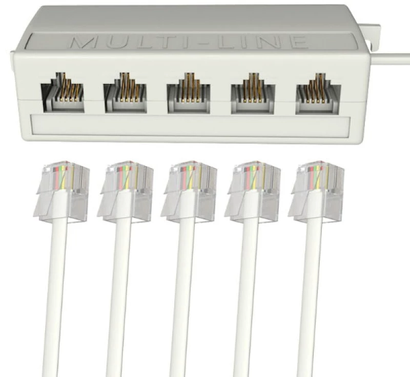 Αντάπτορας RJ11 Αρσενικό σε 5 RJ11 Θηλυκά (Μπεζ) (OEM)
