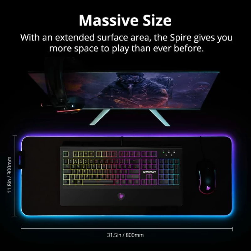 TRONSMART SPIRE Gaming Τάπητας Ποντικιού (800x300x4mm) (RGB)