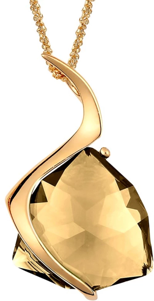 Ασημένιο κολιέ 925 με Χρύσωμα Κ18 και Citrine πέτρα P.Q. EUROPEAN CRYSTALS / AK-58710CG1
