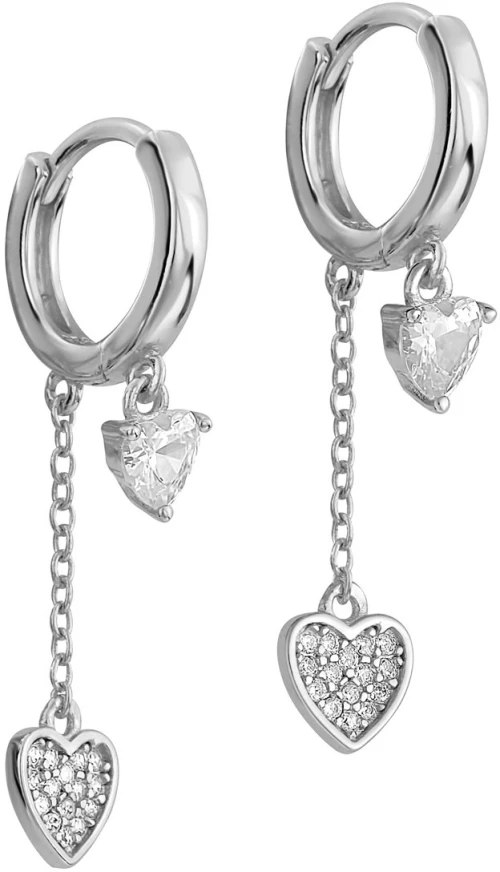 Σκουλαρίκια Σε Ασήμι 925 Με Επιπλατίνωμα και Λευκές Πέτρες Ζιργκόν / PRINCE SILVERO / 2TA-SC156-1