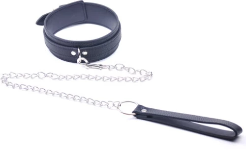 Black Bondage Collar with Lead