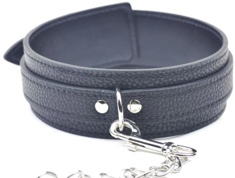 Black Bondage Collar with Lead