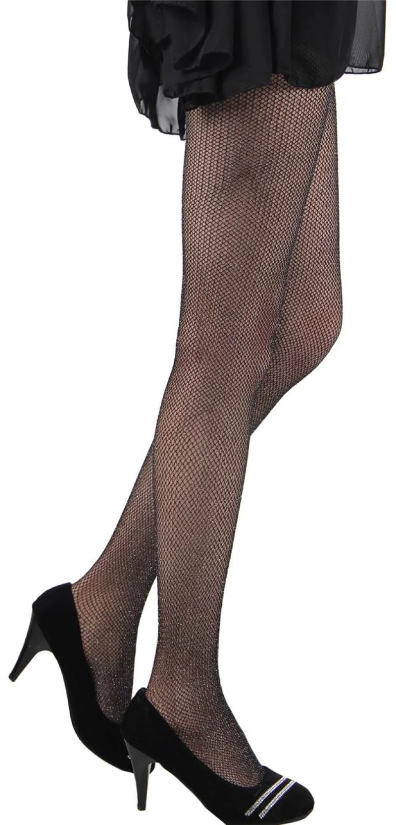 Fashion Sparkle Fishnet Black Stocking