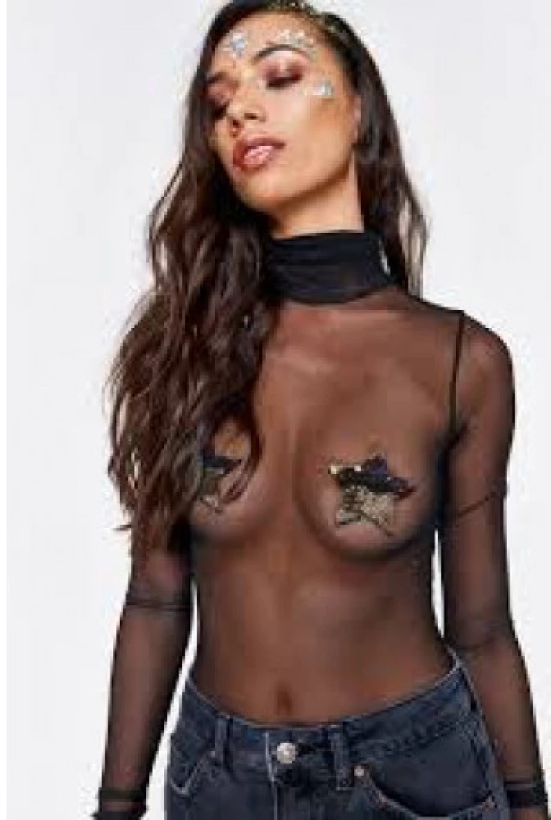 Black Sparkling Star Nipple Covers