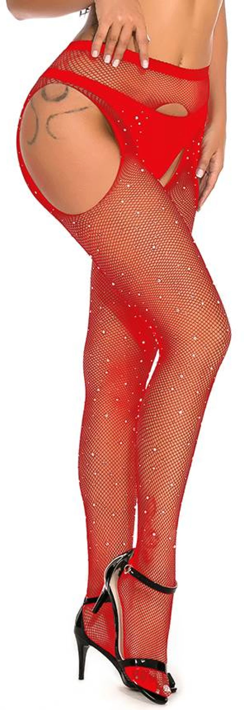 Red Fishnet Diamonds Pantyhose