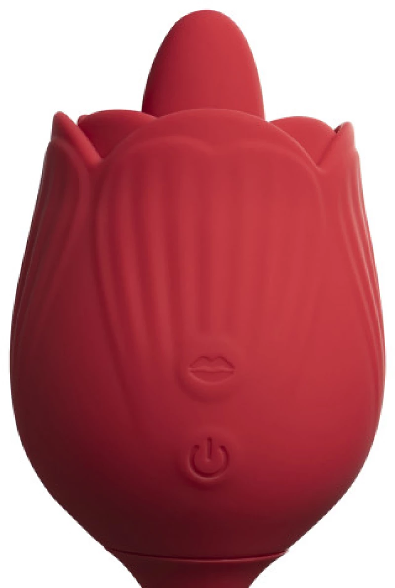 RED silicone clitoral Rose Licking Tongue with thrusting Bullet