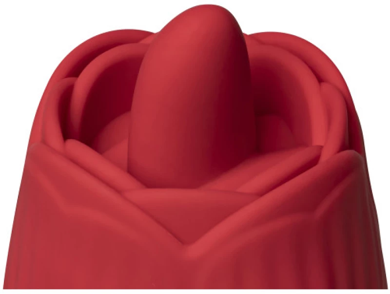 RED silicone clitoral Rose Licking Tongue with thrusting Bullet