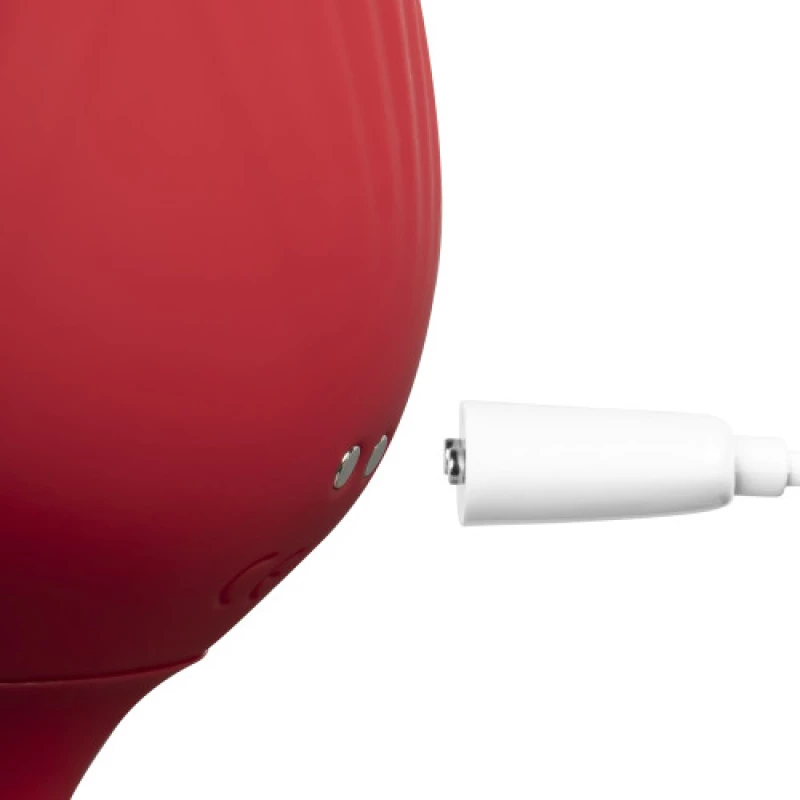 RED silicone clitoral Rose Licking Tongue with thrusting Bullet