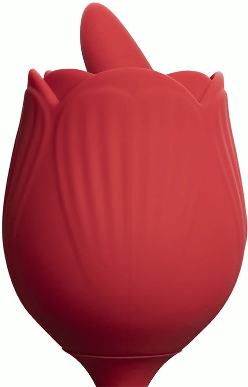 RED silicone clitoral Rose Licking Tongue with thrusting Bullet