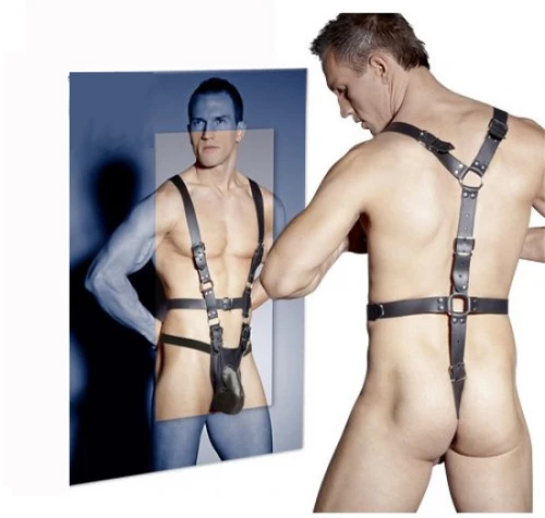 BDSM Ανδρικό κορμάκι από δέρμα και με λουριά