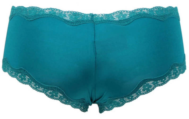 Deep Green Thong with Lace Hem