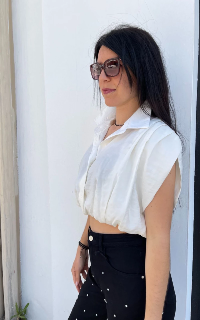 Πουκάμισο Γυναικείο Cropped White