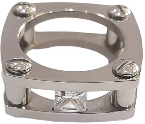 BD JEWELERY Δαχτυλιδι από ανοξειδωτο ατσαλι με λευκο ζιργκον πετρα no54 HR-6291