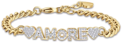 Βραχιόλι Γυναικείο AMORE από Ατσάλι 316L / Χρυσό Χρώμα / Μήκος 17 cm + 3 cm / LUCA BARRA / BK2136