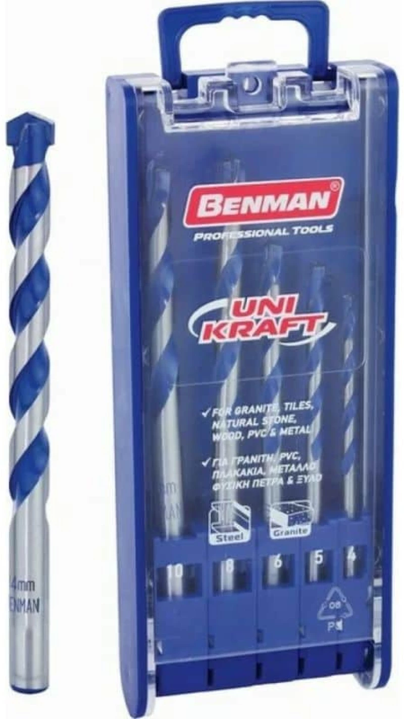 BENMAN σετ Διαμαντοτρύπανα Unikraft 4-10mm 5 τμχ - 71149