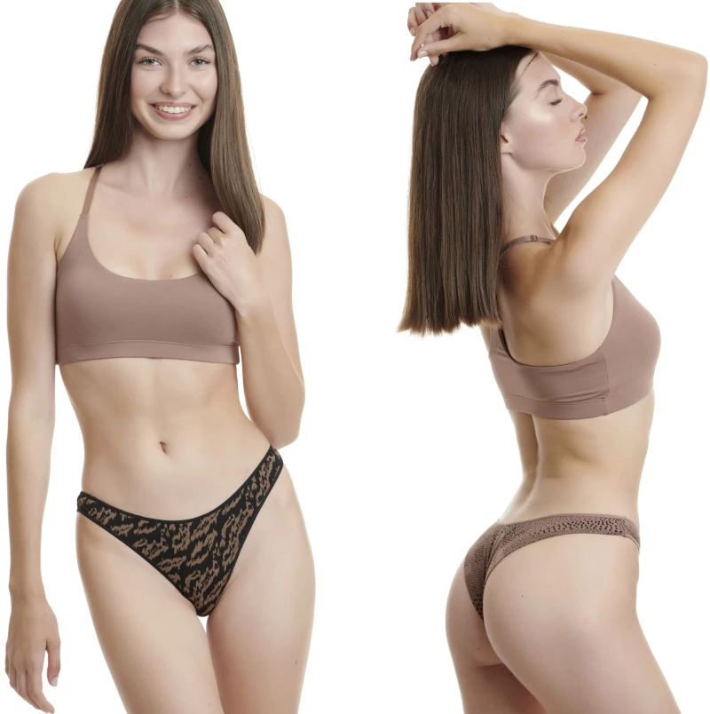 Γυναικείο brazil slip Walk με σχέδια - Brief - ίνες bamboo - 2 pack