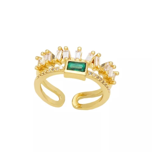 Δαχτυλίδι διπλό Green crystal από aloy