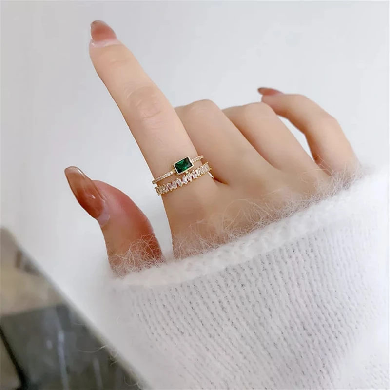 Δαχτυλίδι διπλό Green crystal από aloy