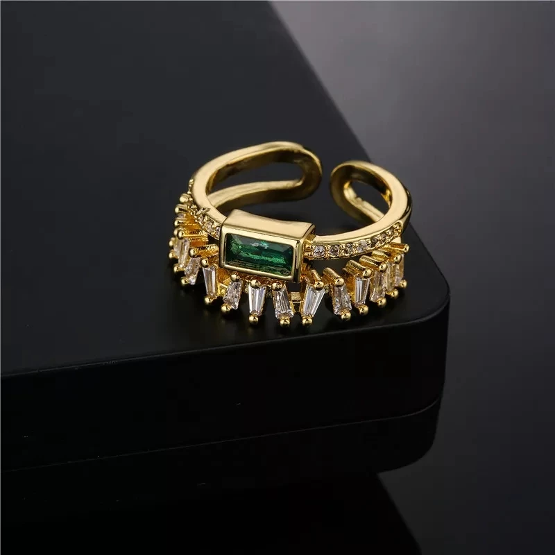 Δαχτυλίδι διπλό Green crystal από aloy
