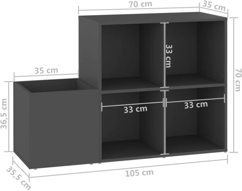 ΠΑΠΟΥΤΣΟΘΗΚΗ ΧΟΛ ΓΚΡΙ 105 X 35,5 X 70 ΕΚ. ΑΠΟ ΜΟΡΙΟΣΑΝΙΔΑ 808253