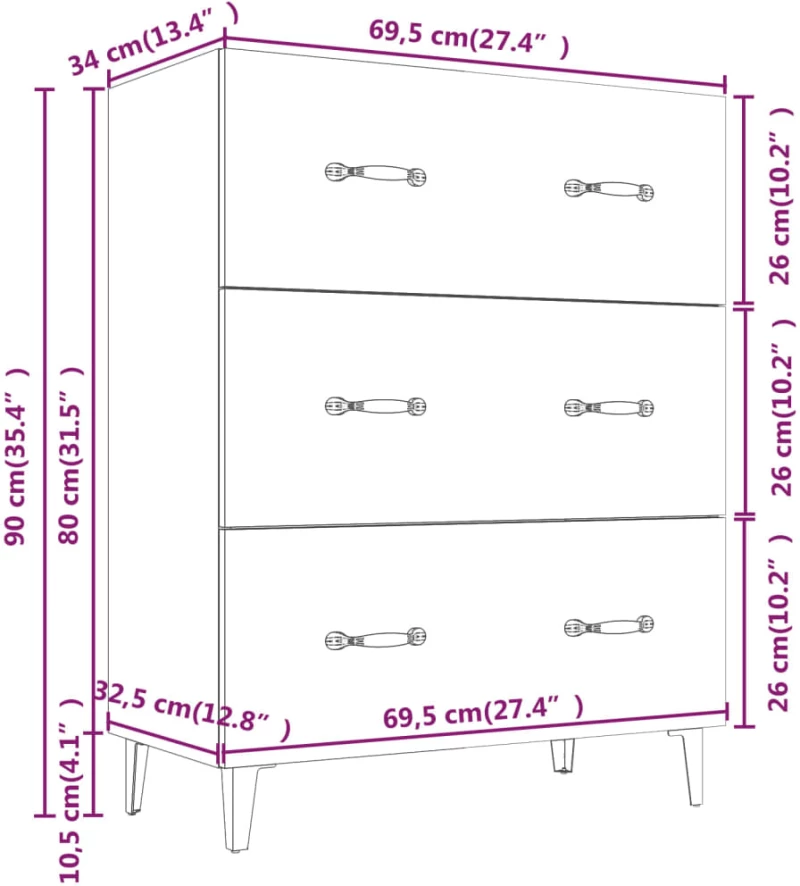 ΜΠΟΥΦΕΣ SONOMA ΔΡΥΣ 69,5 X 34 X 90 ΕΚ. ΑΠΟ ΕΠΕΞΕΡΓΑΣΜΕΝΟ ΞΥΛΟ 812162