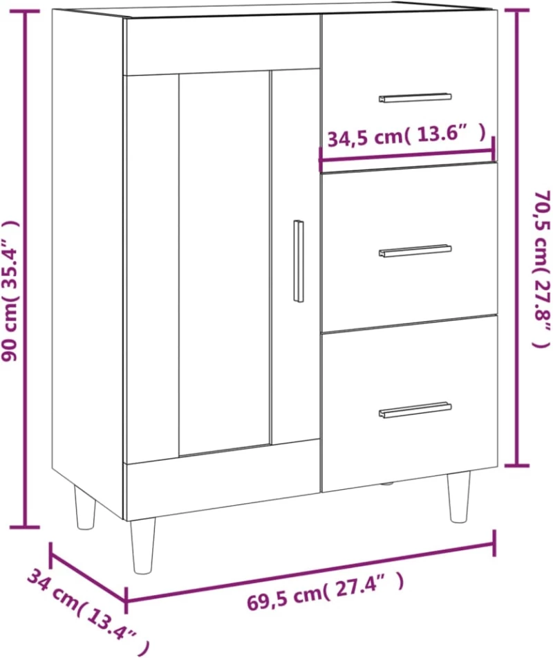 ΝΤΟΥΛΑΠΙ ΓΚΡΙ SONOMA 69,5 X 34 X 90 ΕΚ. ΑΠΟ ΕΠΕΞΕΡΓΑΣΜΕΝΟ ΞΥΛΟ 817364