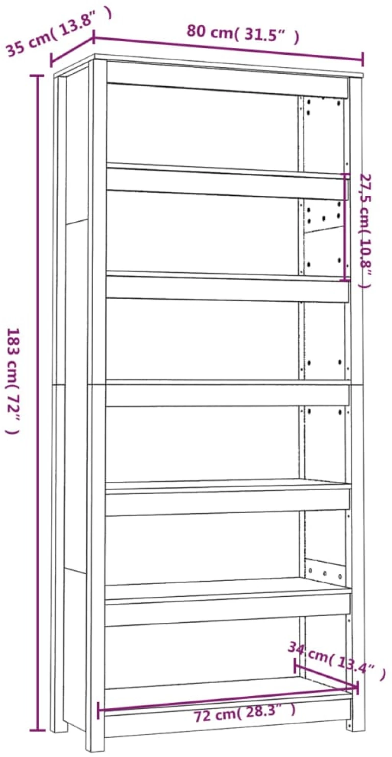 ΒΙΒΛΙΟΘΗΚΗ ΛΕΥΚΗ 80X35X183 ΕΚ. ΑΠΟ ΜΑΣΙΦ ΞΥΛΟ ΠΕΥΚΟΥ 821695