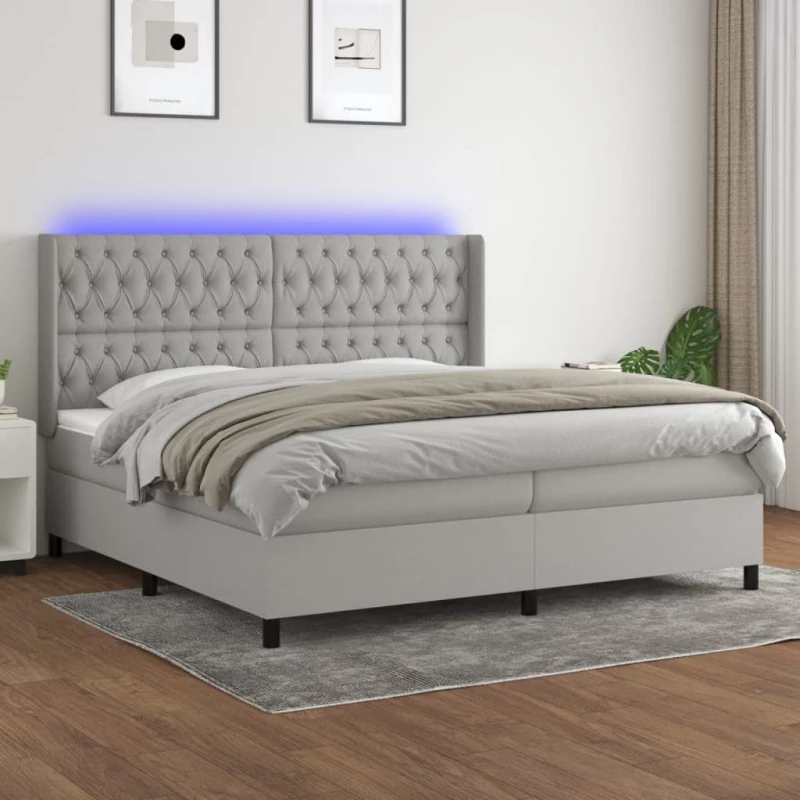 ΚΡΕΒΑΤΙ BOXSPRING ΜΕ ΣΤΡΩΜΑ & LED ΑΝ.ΓΚΡΙ 200X200ΕΚ. ΥΦΑΣΜΑΤΙΝΟ 3138581
