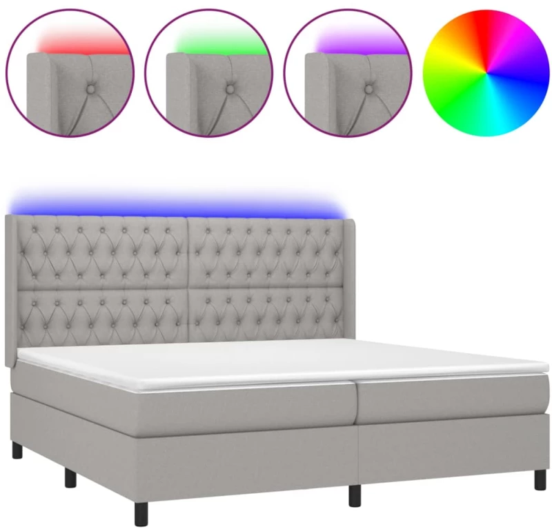 ΚΡΕΒΑΤΙ BOXSPRING ΜΕ ΣΤΡΩΜΑ & LED ΑΝ.ΓΚΡΙ 200X200ΕΚ. ΥΦΑΣΜΑΤΙΝΟ 3138581