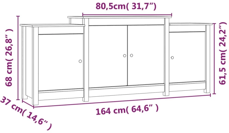 ΜΠΟΥΦΕΣ ΛΕΥΚΟΣ 164 X 37 X 68 ΕΚ. ΑΠΟ ΜΑΣΙΦ ΞΥΛΟ ΠΕΥΚΟΥ 821493