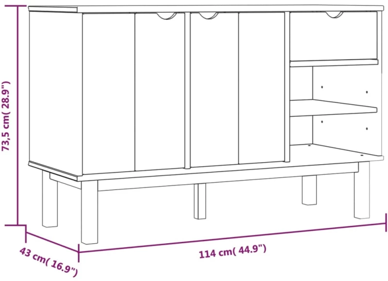 ΜΠΟΥΦΕΣ 114 X 43 X 73,5 ΕΚ. ΑΠΟ ΜΑΣΙΦ ΞΥΛΟ ΠΕΥΚΟΥ 351300