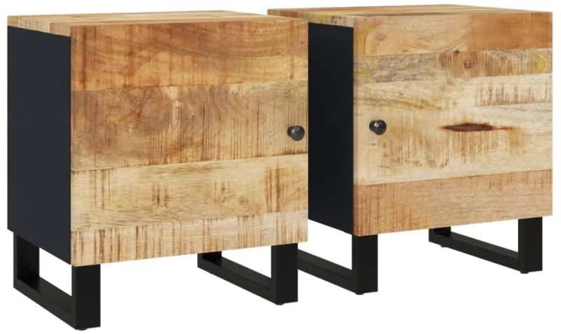 ΚΟΜΟΔΙΝΑ 2 ΤΕΜ. 40 X 33 X 46 ΕΚ. ΑΠΟ ΜΑΣΙΦ ΞΥΛΟ ΜΑΝΓΚΟ 345209