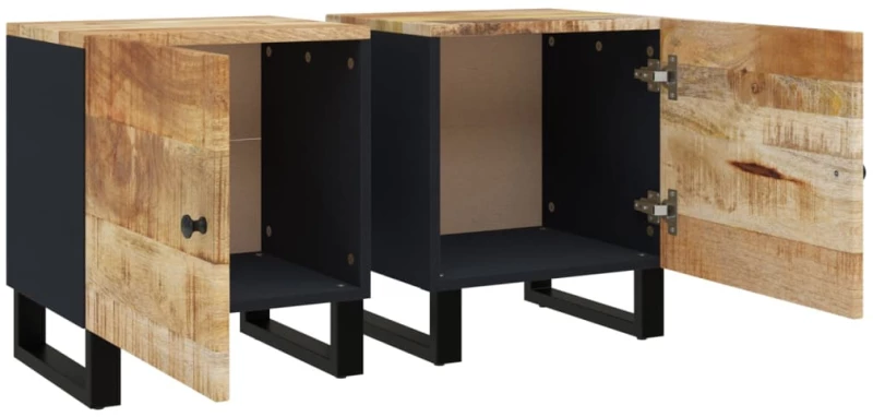 ΚΟΜΟΔΙΝΑ 2 ΤΕΜ. 40 X 33 X 46 ΕΚ. ΑΠΟ ΜΑΣΙΦ ΞΥΛΟ ΜΑΝΓΚΟ 345209