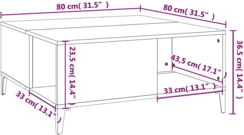 ΤΡΑΠΕΖΑΚΙ ΣΑΛΟΝΙΟΥ ΚΑΠΝΙΣΤΗ ΔΡΥΣ 80X80X36,5ΕΚ. ΕΠΕΞΕΡΓΑΣΜ. ΞΥΛΟ 821105