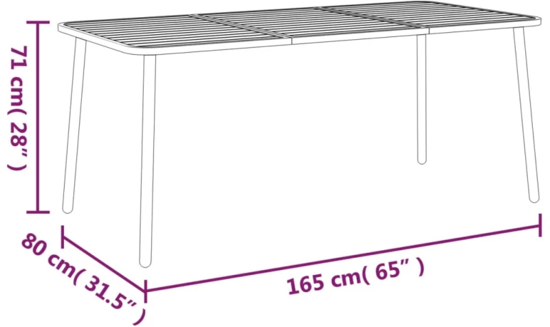 ΤΡΑΠΕΖΙ ΚΗΠΟΥ ΑΝΘΡΑΚΙ 165X80X71 ΕΚ. ΑΤΣΑΛΙΝΟ 362740