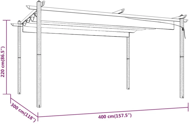 ΚΙΟΣΚΙ ΚΗΠΟΥ ΜΕ ΠΤΥΣΣΟΜΕΝΗ ΟΡΟΦΗ TAUPE 4 X 3 Μ. 318539
