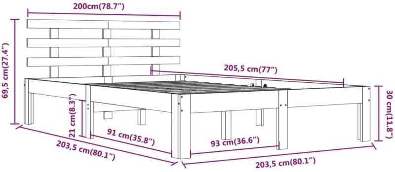 ΠΛΑΙΣΙΟ ΚΡΕΒΑΤΙΟΥ ΜΑΥΡΟ 200 X 200 ΕΚ. ΑΠΟ ΜΑΣΙΦ ΞΥΛΟ 814778