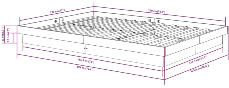 ΠΛΑΙΣΙΟ ΚΡΕΒΑΤΙΟΥ 120 X 190 ΕΚ. ΑΠΟ ΜΑΣΙΦ ΞΥΛΟ 4FT SMALL DOUBLE 819942