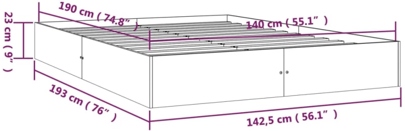 ΠΛΑΙΣΙΟ ΚΡΕΒΑΤΙΟΥ 140 X 190 ΕΚ. ΑΠΟ ΜΑΣΙΦ ΞΥΛΟ 820082