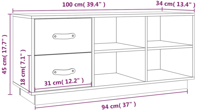 ΠΑΠΟΥΤΣΟΘΗΚΗ ΛΕΥΚΟ 100X34X45 ΕΚ. ΑΠΟ ΜΑΣΙΦ ΞΥΛΟ ΠΕΥΚΟΥ 820178
