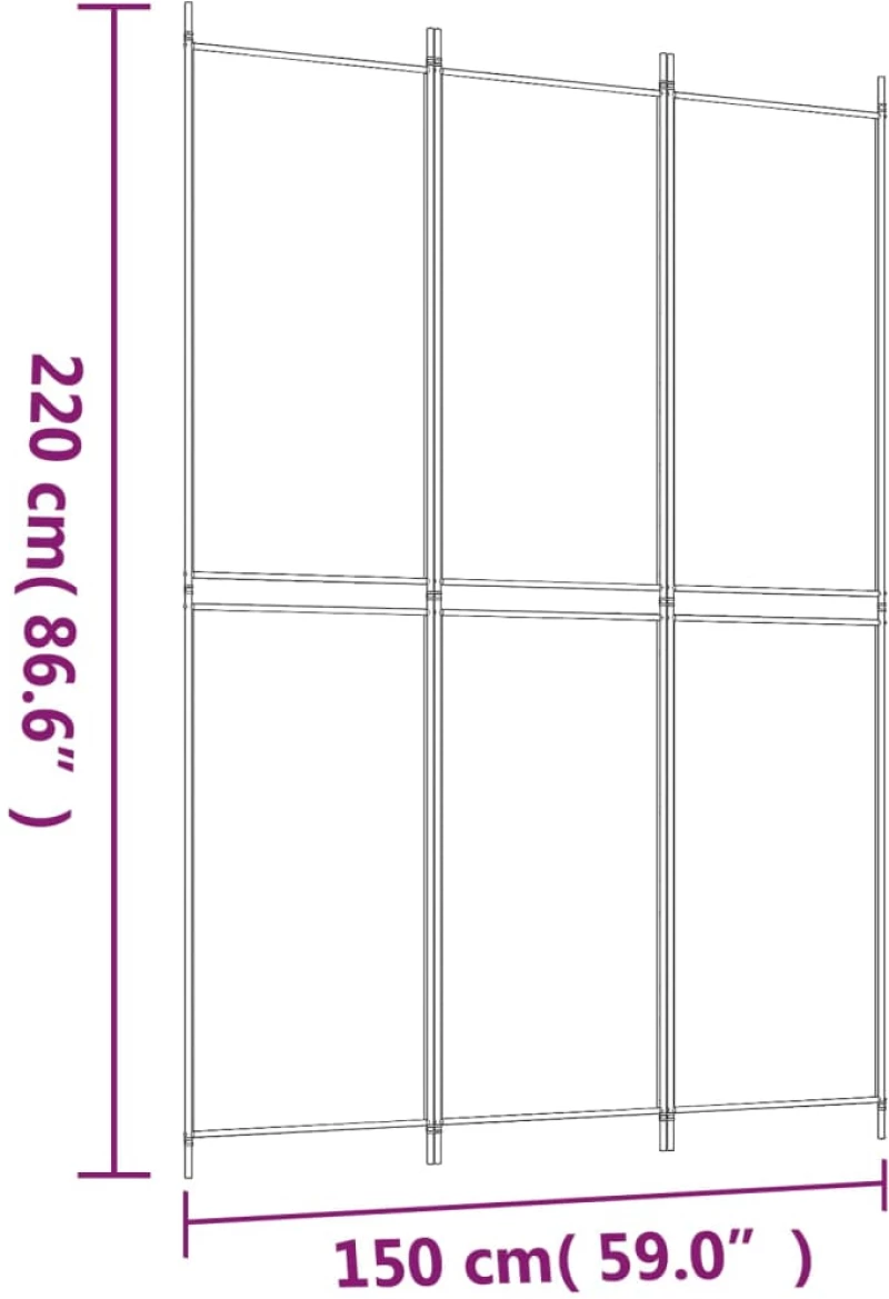 ΔΙΑΧΩΡΙΣΤΙΚΟ ΔΩΜΑΤΙΟΥ ΜΕ 3 ΠΑΝΕΛ ΜΑΥΡΟ 150X220 ΕΚ. ΑΠΟ ΎΦΑΣΜΑ 350245