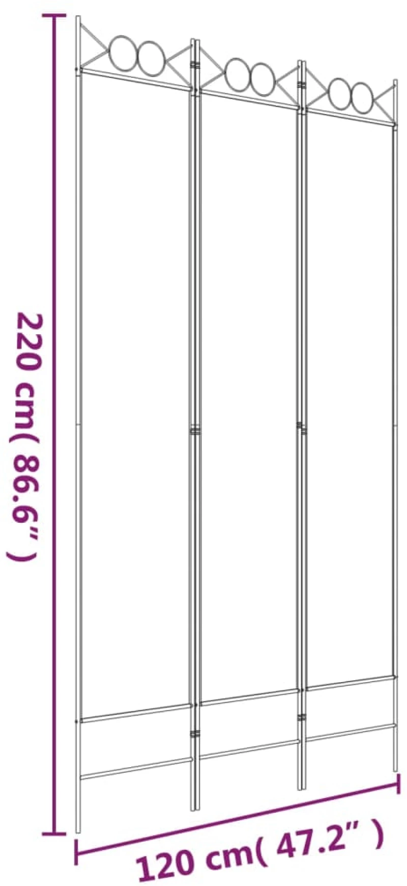 ΔΙΑΧΩΡΙΣΤΙΚΟ ΔΩΜΑΤΙΟΥ ΜΕ 3 ΠΑΝΕΛ ΜΑΥΡΟ 120X220 ΕΚ. ΑΠΟ ΎΦΑΣΜΑ 350165