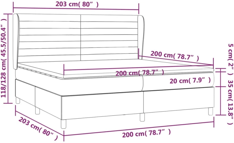 ΚΡΕΒΑΤΙ BOXSPRING ΜΕ ΣΤΡΩΜΑ ΣΚΟΥΡΟ ΓΚΡΙ 200X200 ΕΚ. ΥΦΑΣΜΑΤΙΝΟ 3128070