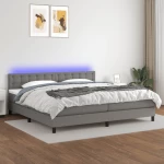 ΚΡΕΒΑΤΙ BOXSPRING ΜΕ ΣΤΡΩΜΑ & LED ΣΚ.ΓΚΡΙ 200X200ΕΚ. ΥΦΑΣΜΑΤΙΝΟ 3133502
