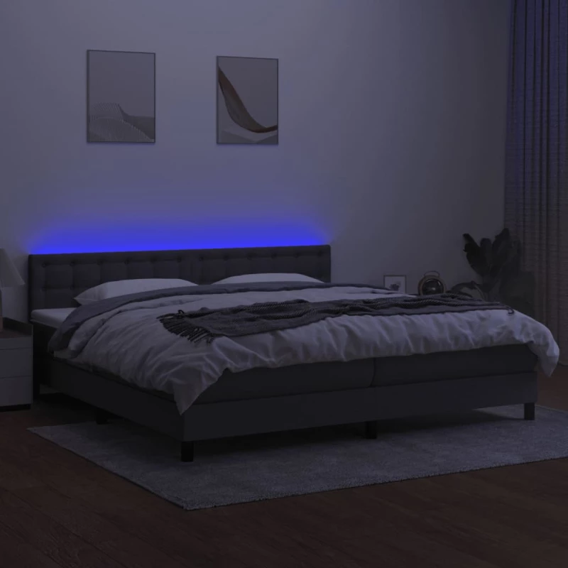 ΚΡΕΒΑΤΙ BOXSPRING ΜΕ ΣΤΡΩΜΑ & LED ΣΚ.ΓΚΡΙ 200X200ΕΚ. ΥΦΑΣΜΑΤΙΝΟ 3133502