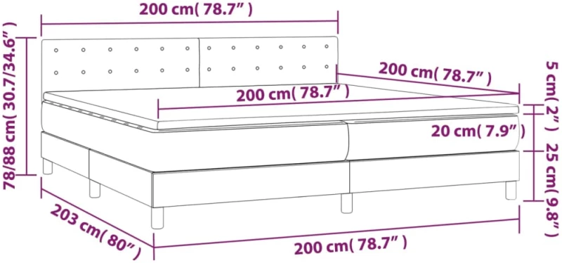 ΚΡΕΒΑΤΙ BOXSPRING ΜΕ ΣΤΡΩΜΑ & LED ΣΚ.ΓΚΡΙ 200X200ΕΚ. ΥΦΑΣΜΑΤΙΝΟ 3133502