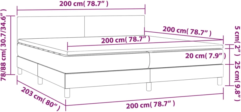 ΚΡΕΒΑΤΙ BOXSPRING ΜΕ ΣΤΡΩΜΑ & LED ΣΚ.ΚΑΦΕ 200X200 ΕΚ ΥΦΑΣΜΑΤΙΝΟ 3133584