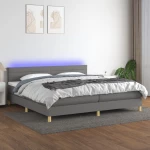ΚΡΕΒΑΤΙ BOXSPRING ΜΕ ΣΤΡΩΜΑ & LED ΣΚ.ΓΚΡΙ 200X200ΕΚ. ΥΦΑΣΜΑΤΙΝΟ 3133822