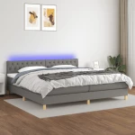 ΚΡΕΒΑΤΙ BOXSPRING ΜΕ ΣΤΡΩΜΑ & LED ΣΚ.ΓΚΡΙ 200X200ΕΚ. ΥΦΑΣΜΑΤΙΝΟ 3133982