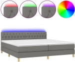 ΚΡΕΒΑΤΙ BOXSPRING ΜΕ ΣΤΡΩΜΑ & LED ΣΚ.ΓΚΡΙ 200X200ΕΚ. ΥΦΑΣΜΑΤΙΝΟ 3133982